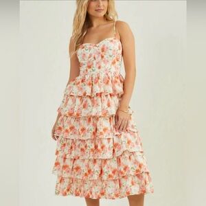 Altar’d State Dillan Floral Ruffle Tiered Midi Dress
